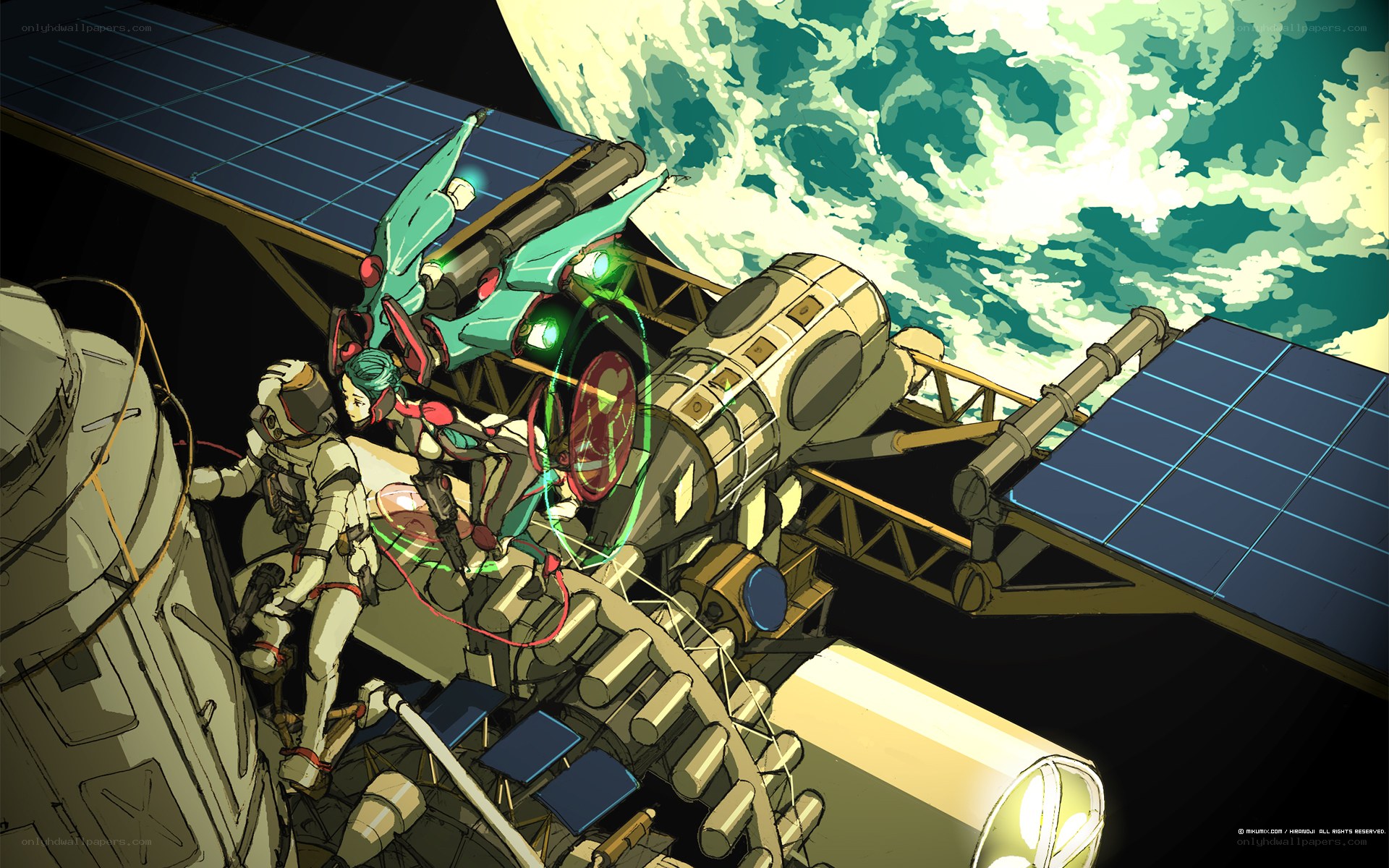 Space station with mechs and pilot