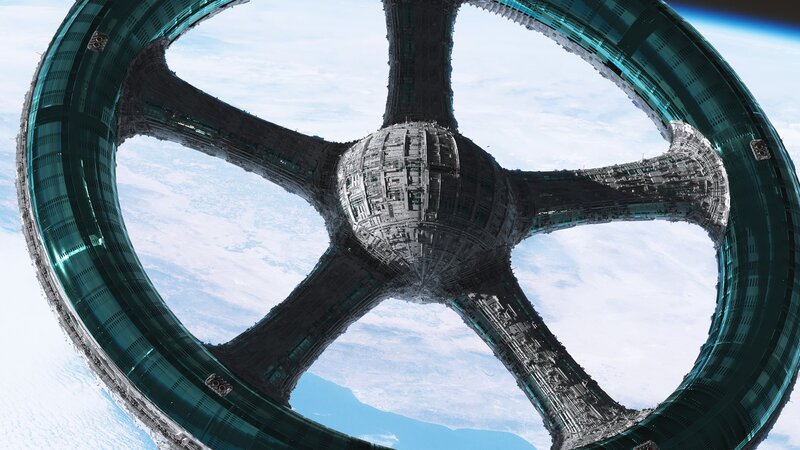 Space Station with Rings — Teal
