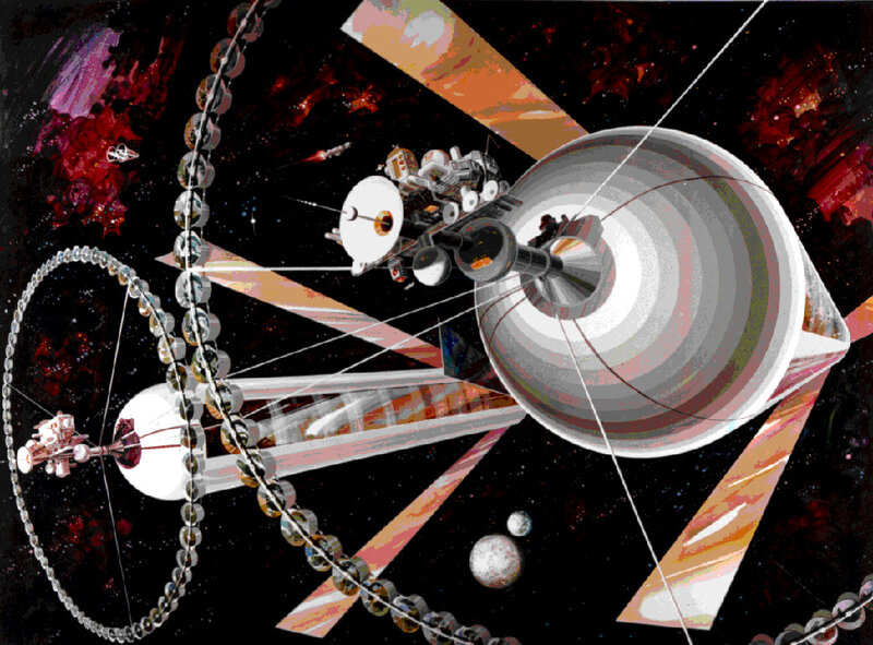 space station with rotating habitat