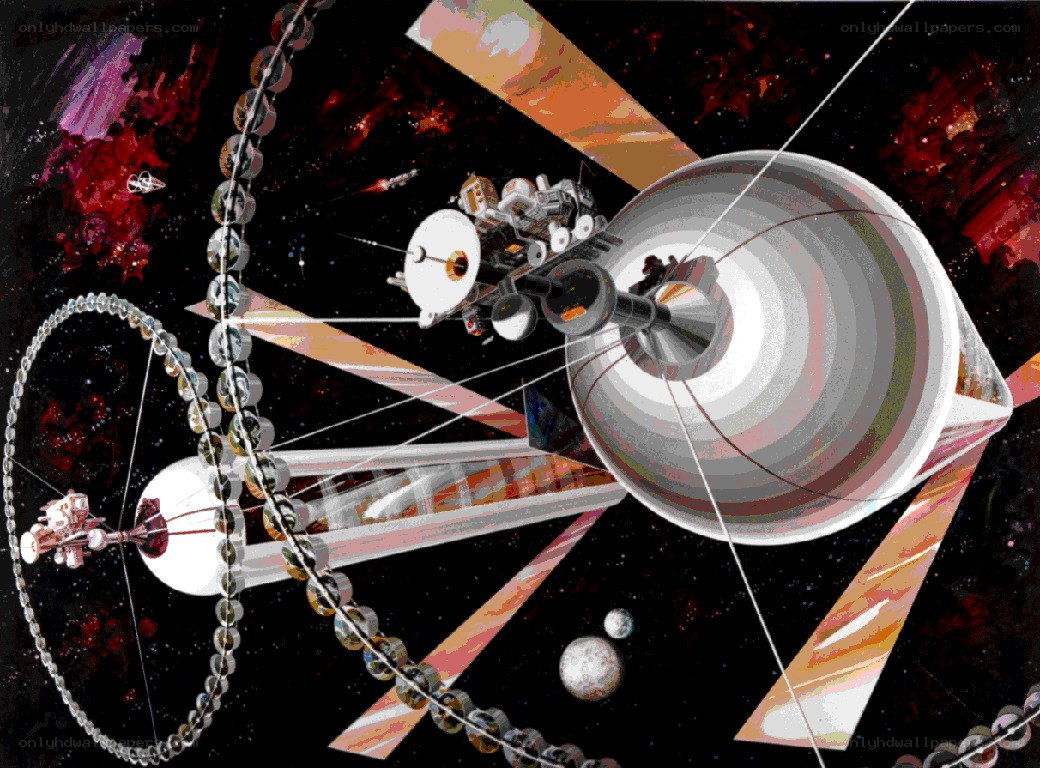 space station with rotating habitat