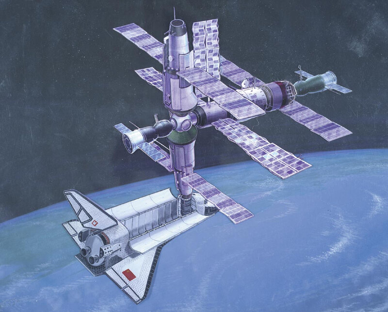 space station with shuttle