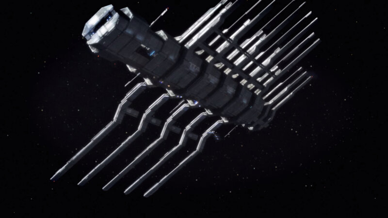 space station with solar arrays