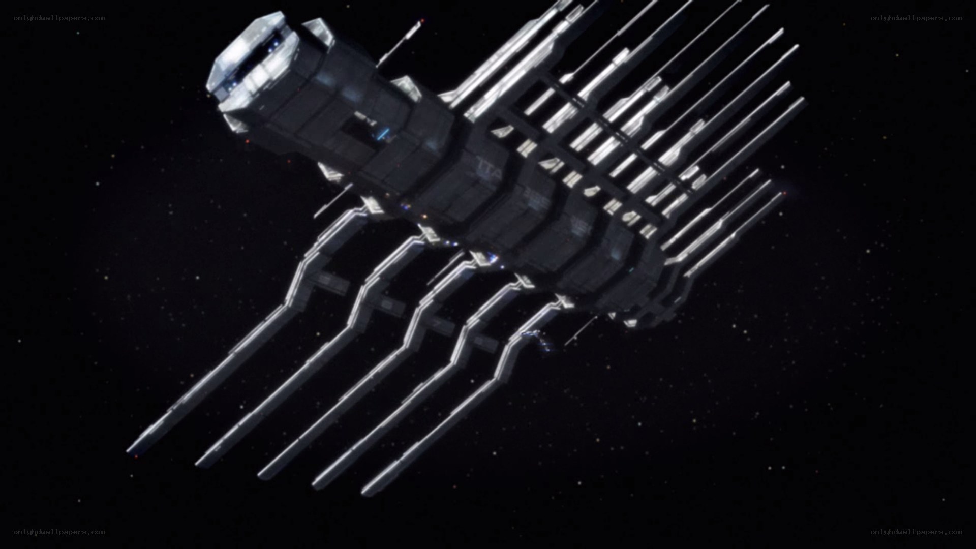 space station with solar arrays