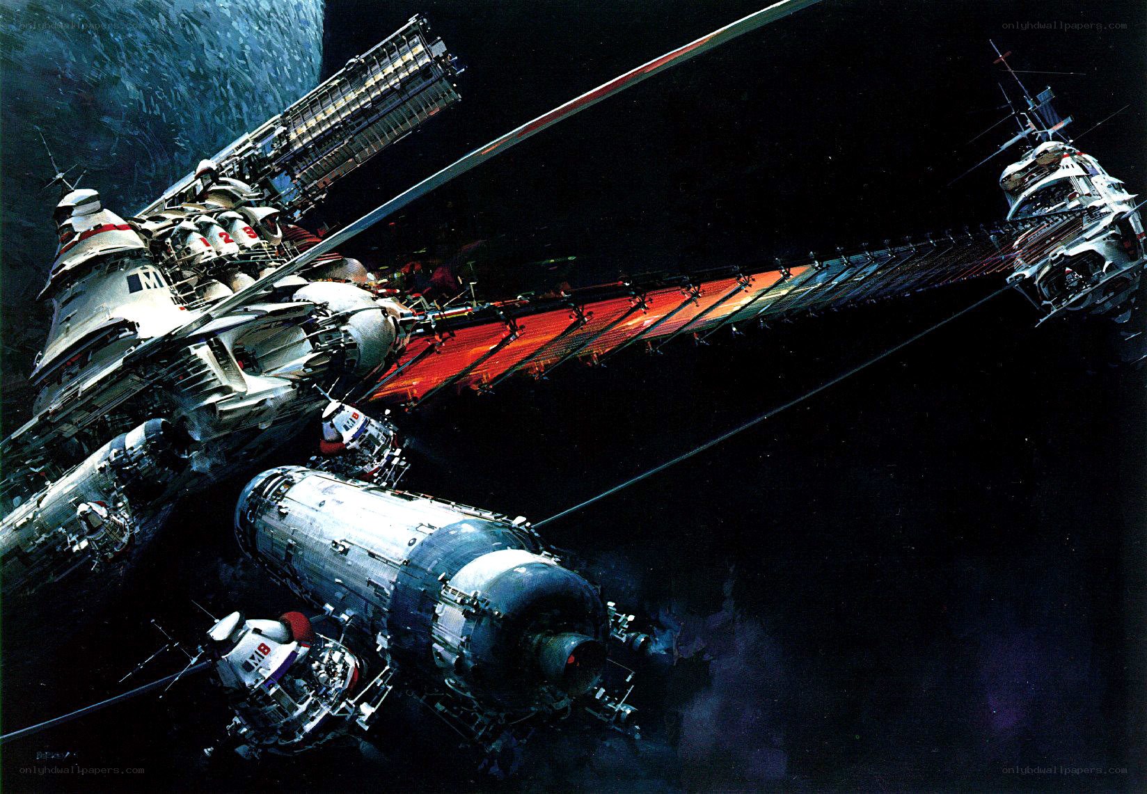 space station with solar arrays