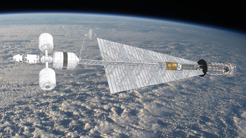 Space Station with Solar Panels — White
