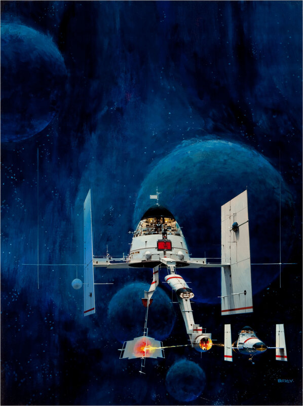 Space station with spacecraft