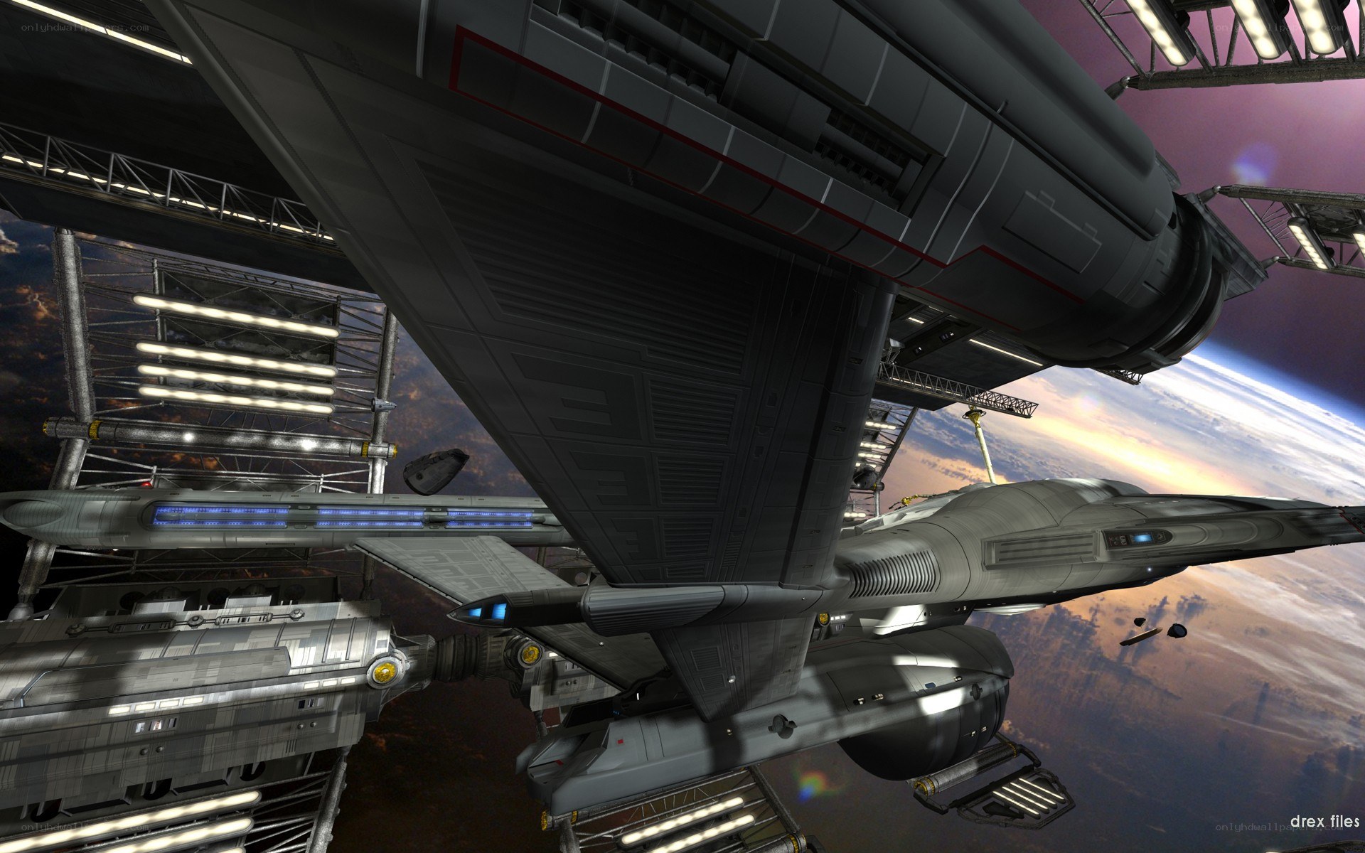 space station with starships