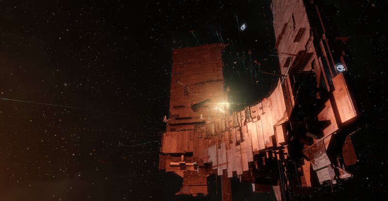 Space Station Wreckage — Black, Dramatic, Night, 3d Render