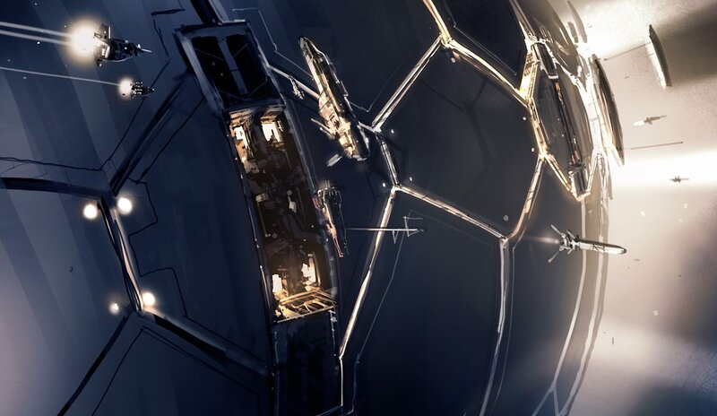 Space Station Wreckage — Black, Dramatic, Night, Digital Art, Ships