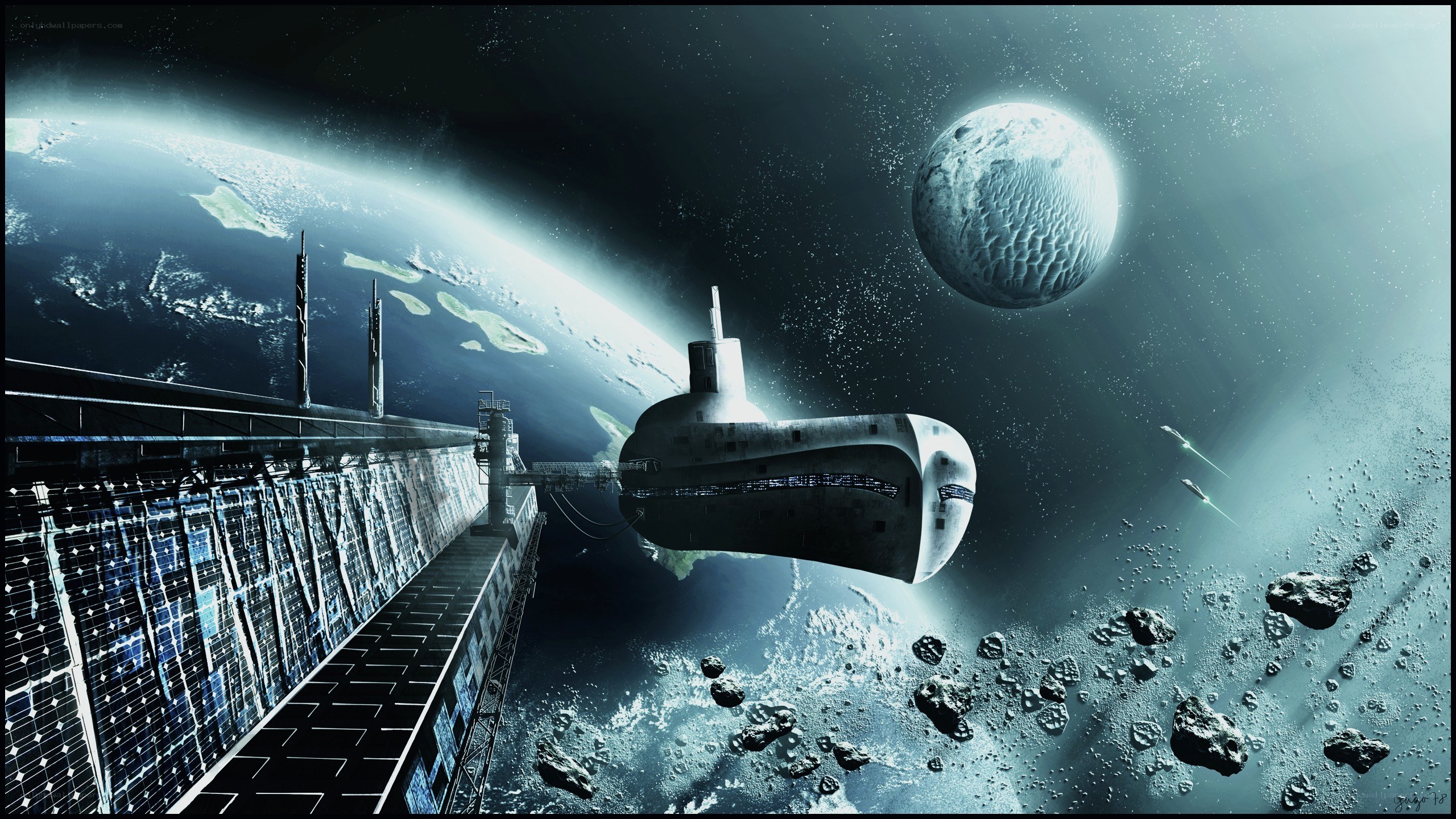 Space submarine near Earth