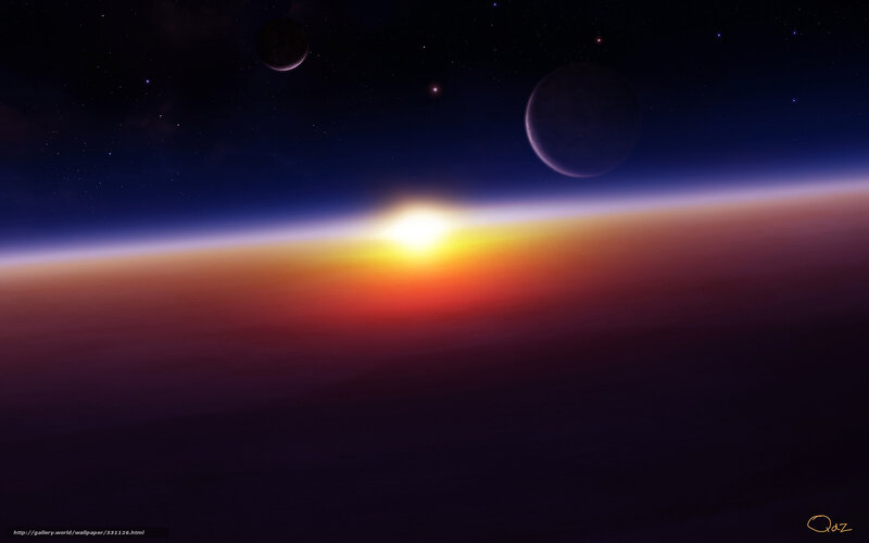 space sunset with planets