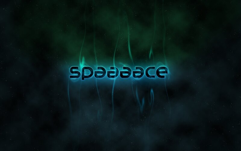 space-themed text logo