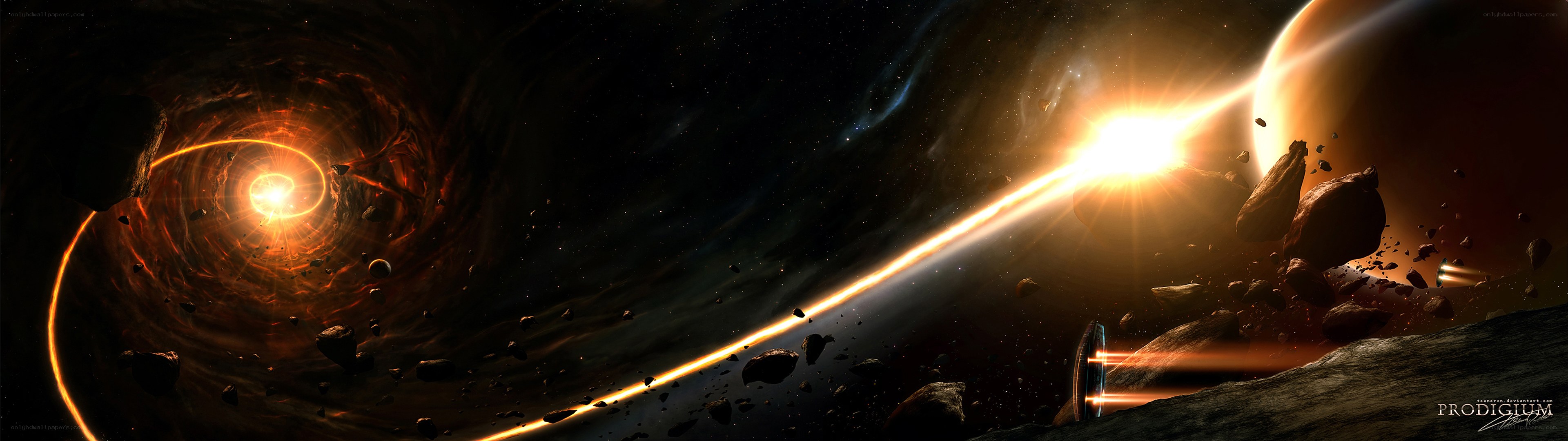 space tunnel and asteroid field