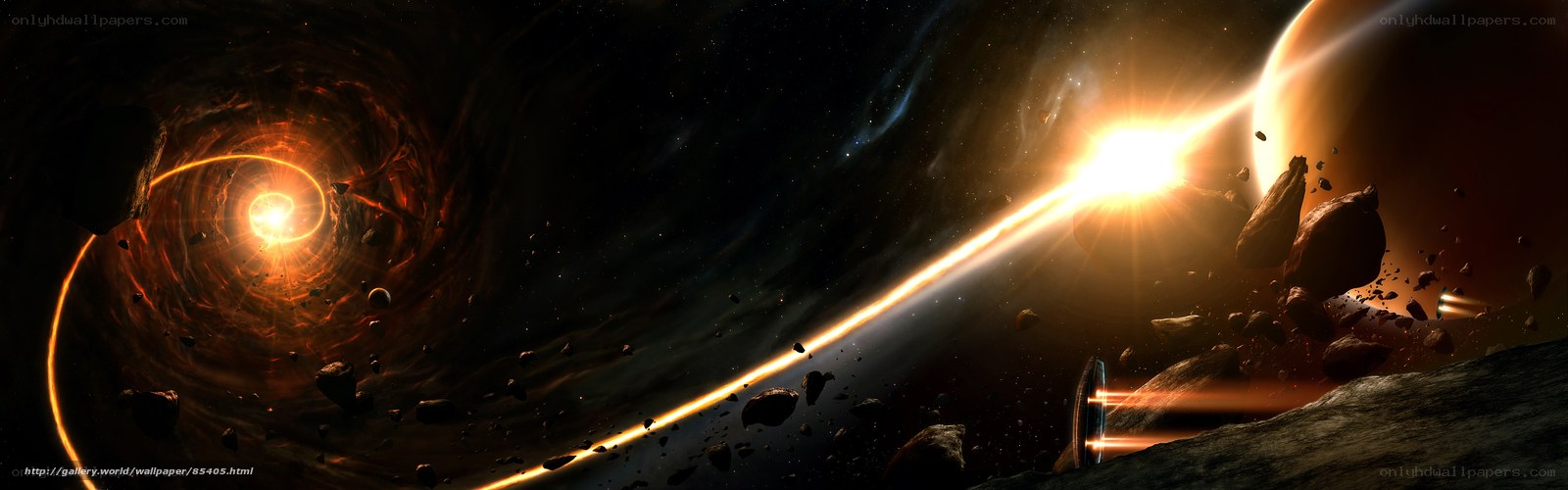 space tunnel and asteroid field