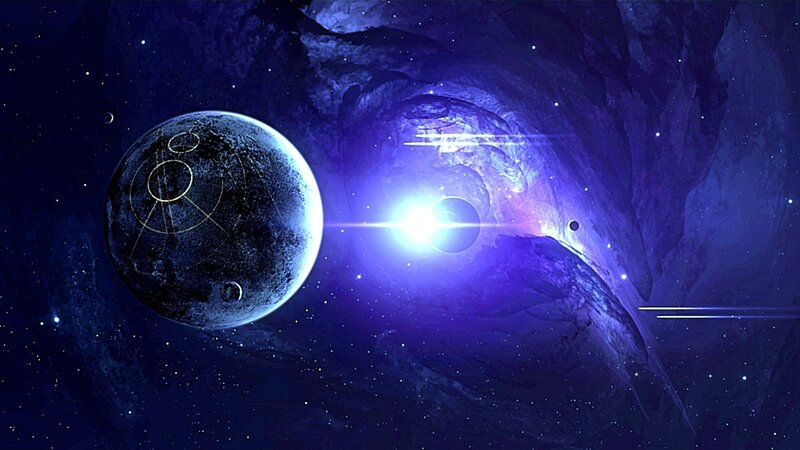 space tunnel with planet