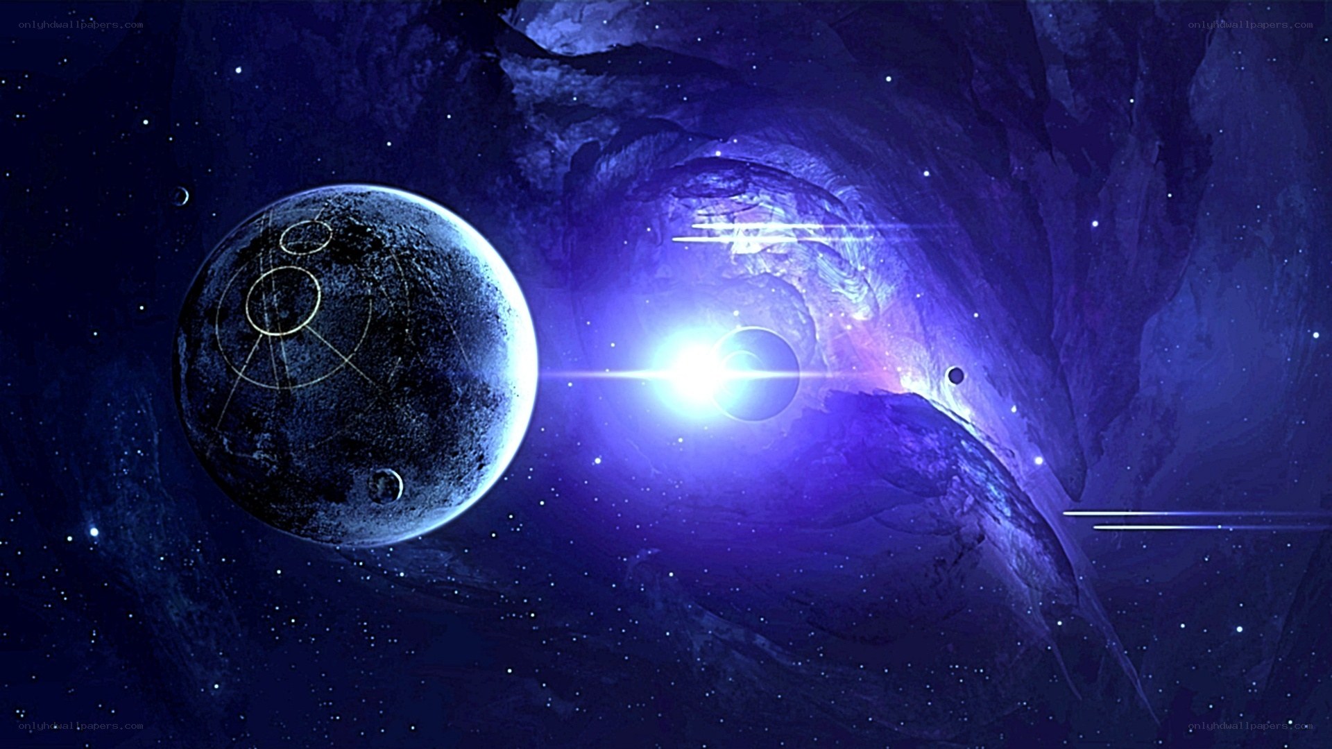 space tunnel with planet