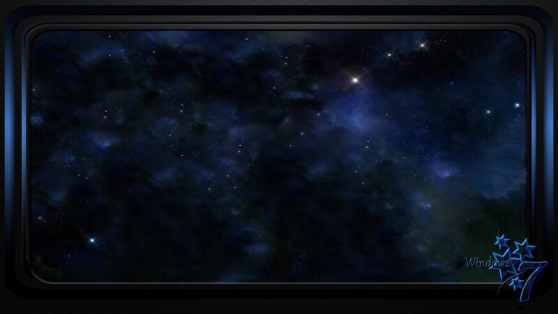 space wallpaper with windows 7 logo