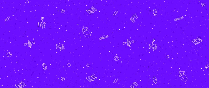 Space with Floating Objects — Purple