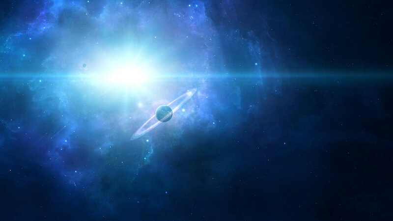 space with planet and nebula
