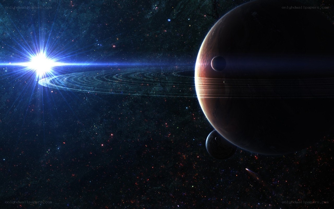 Space with planet and rings