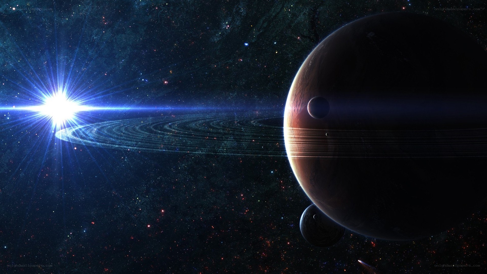 space with planet and rings