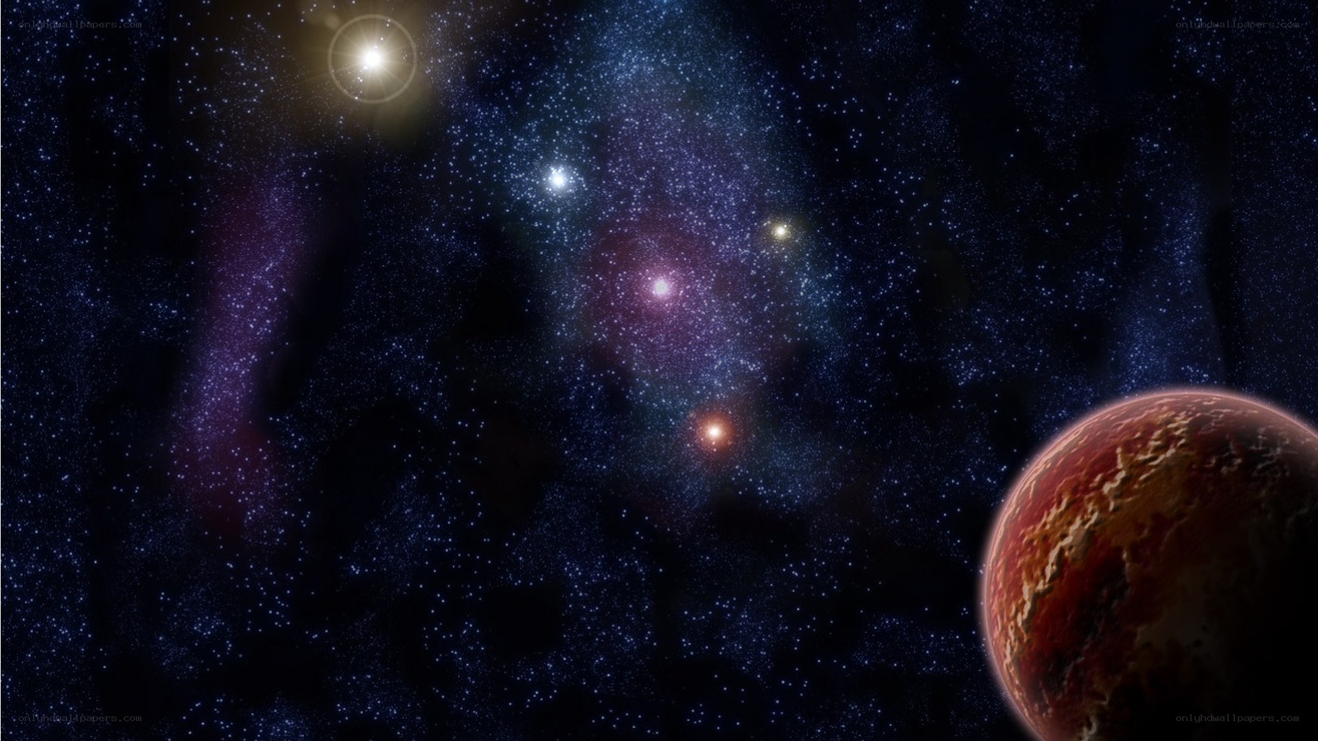 space with planet and stars