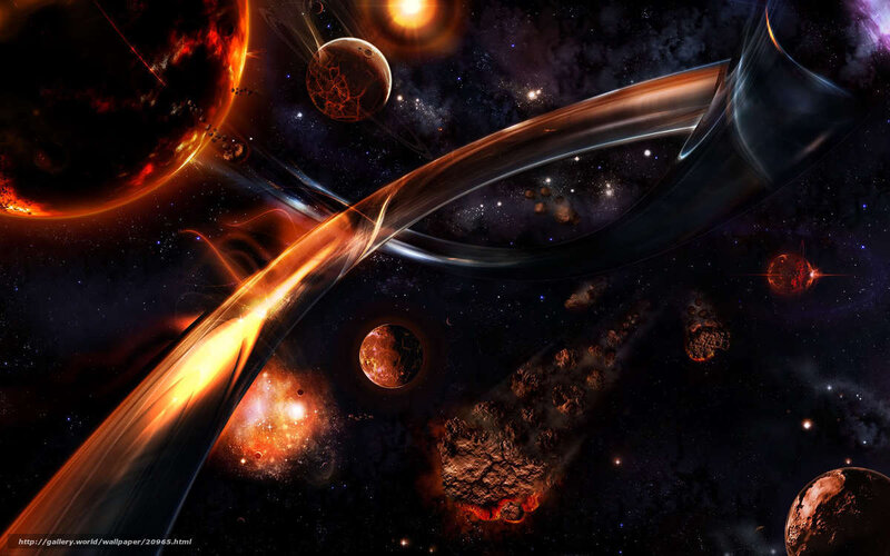 Space with Planets and Asteroids — Black