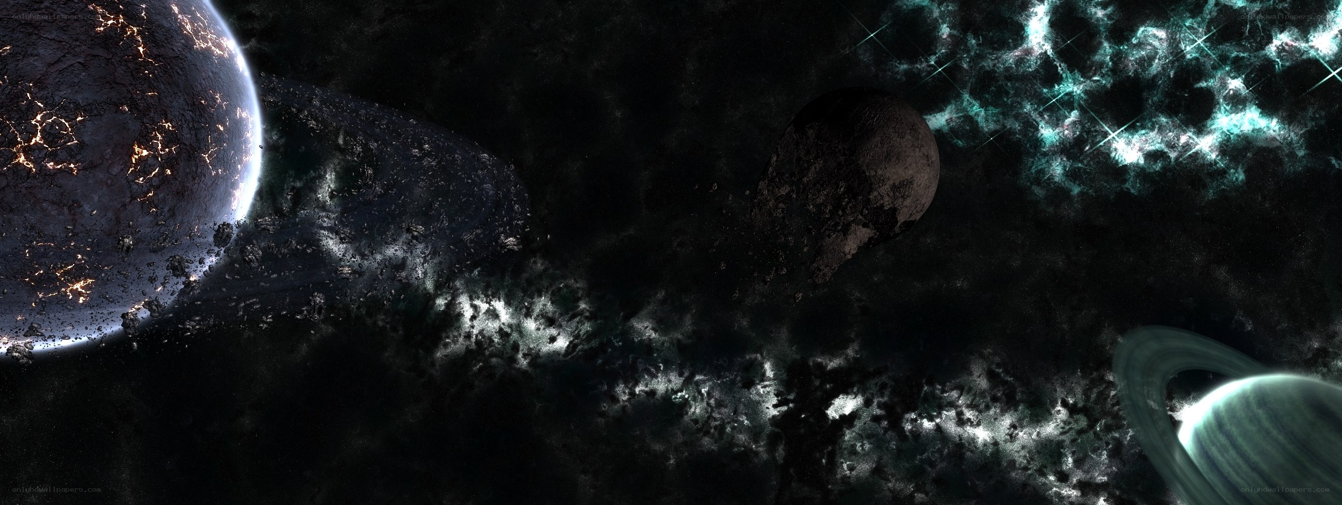 space with planets and nebula