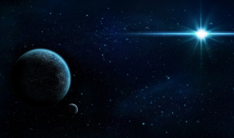 space with planets and star