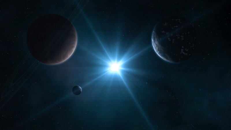 space with planets and star