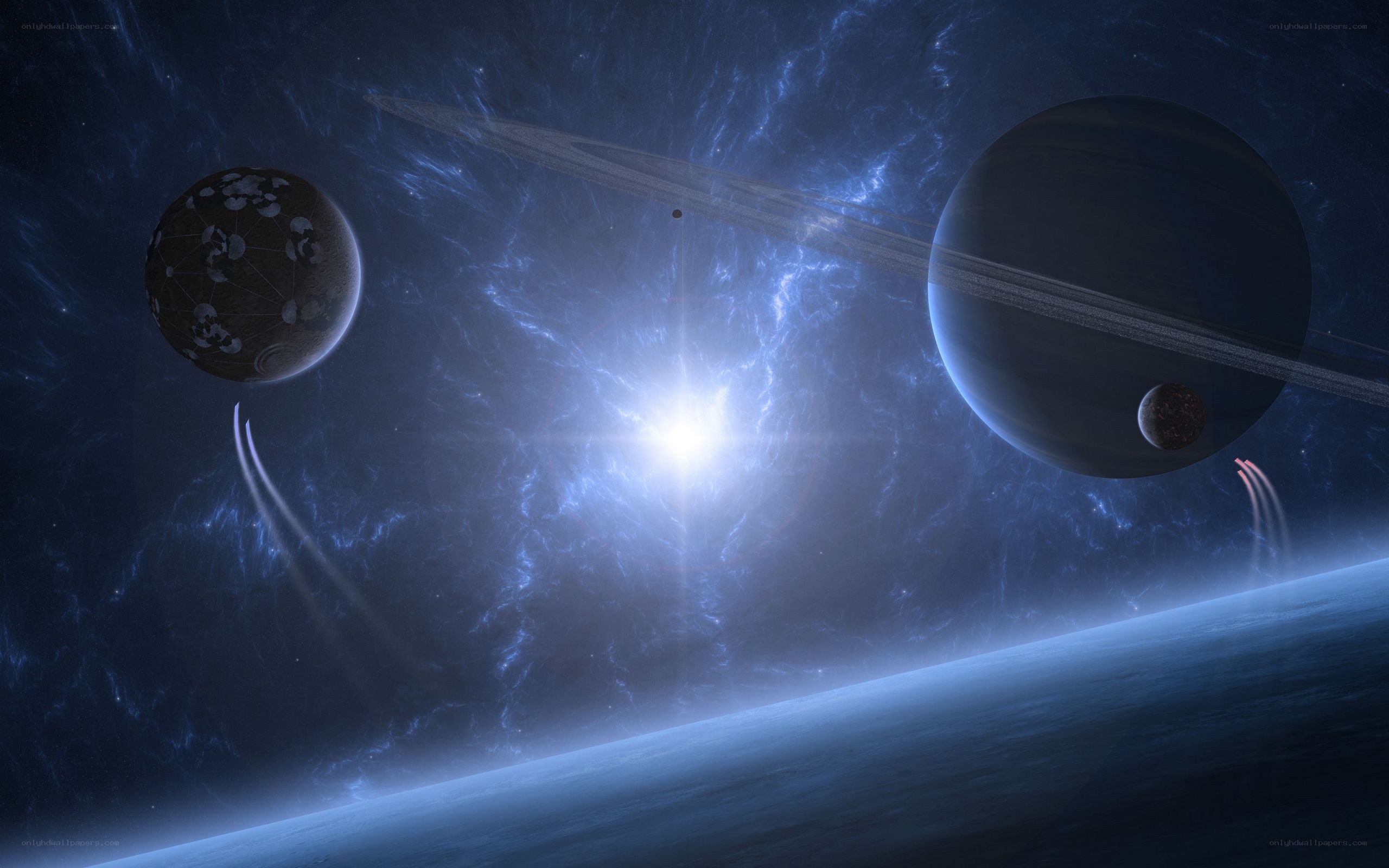 space with planets and stars