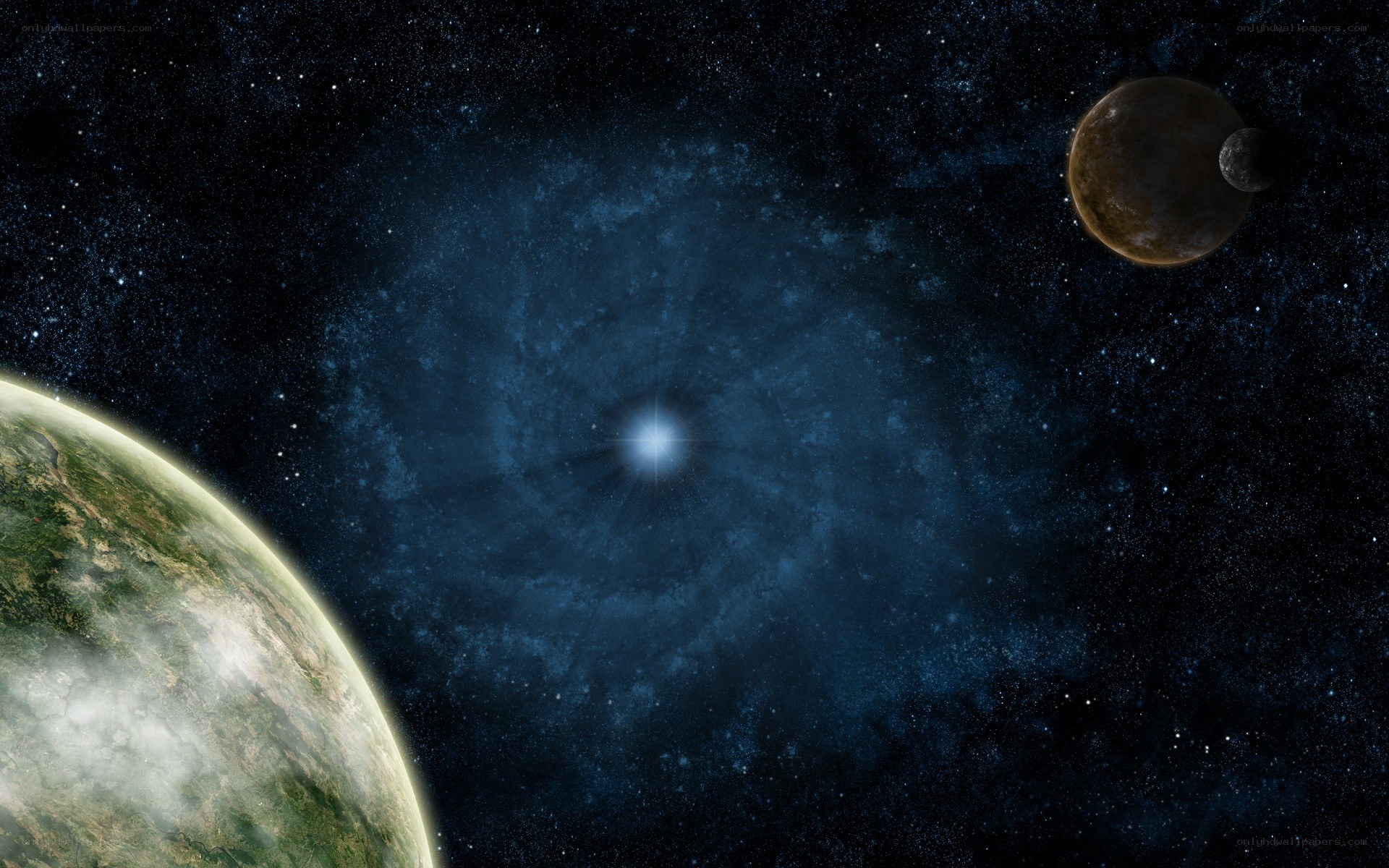 space with planets and stars