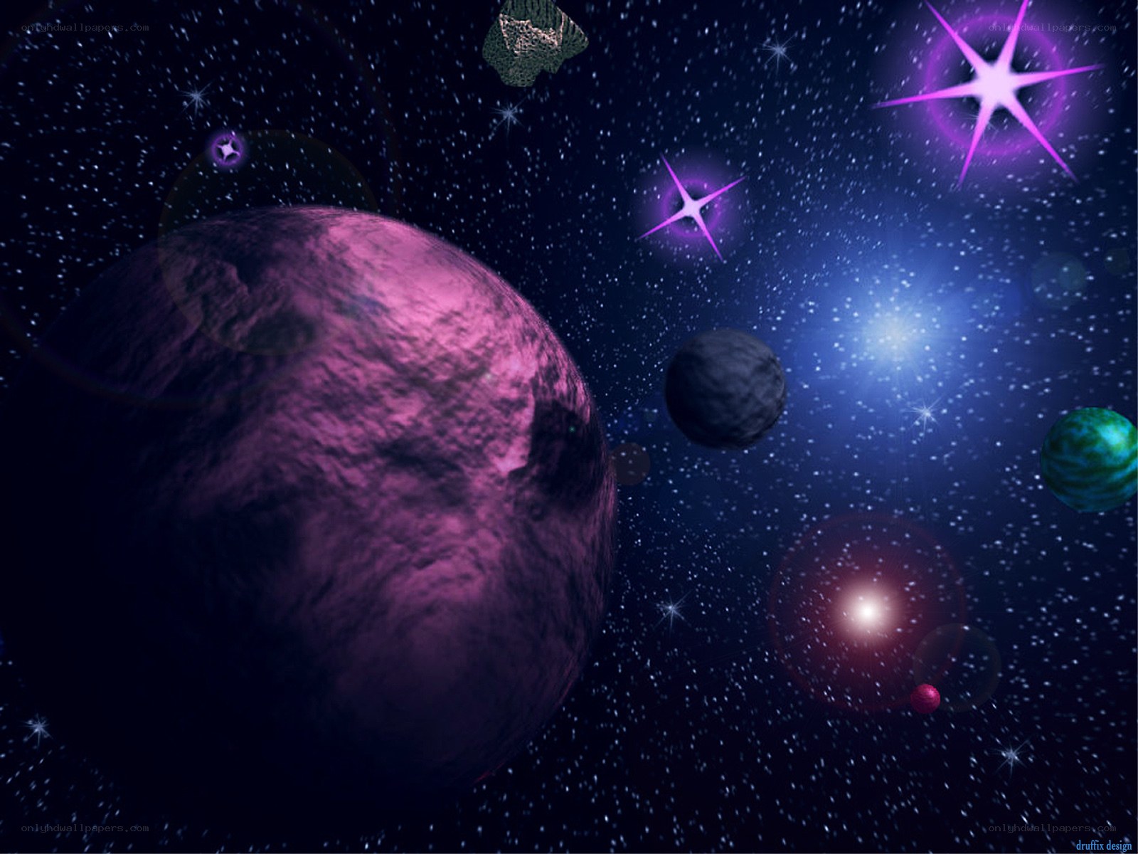 space with planets and stars