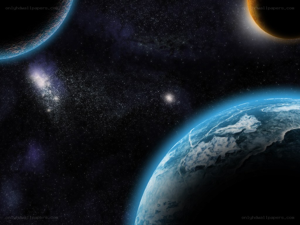 space with planets and stars