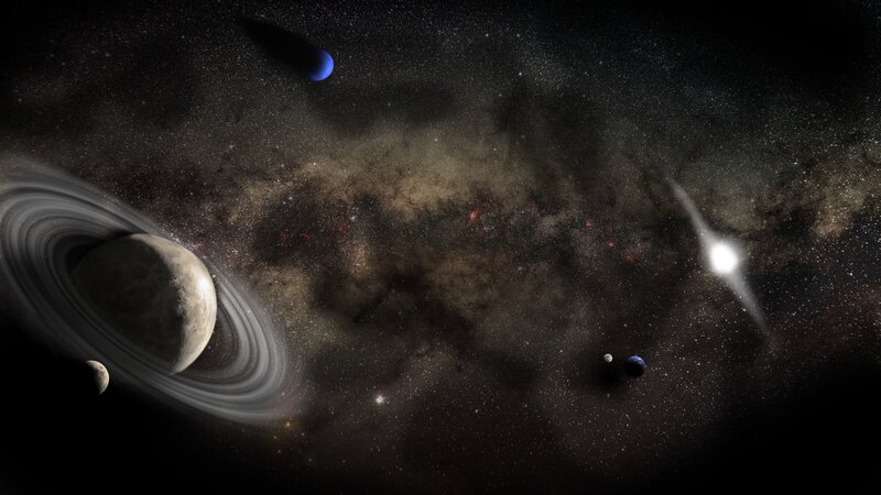 space with planets and stars