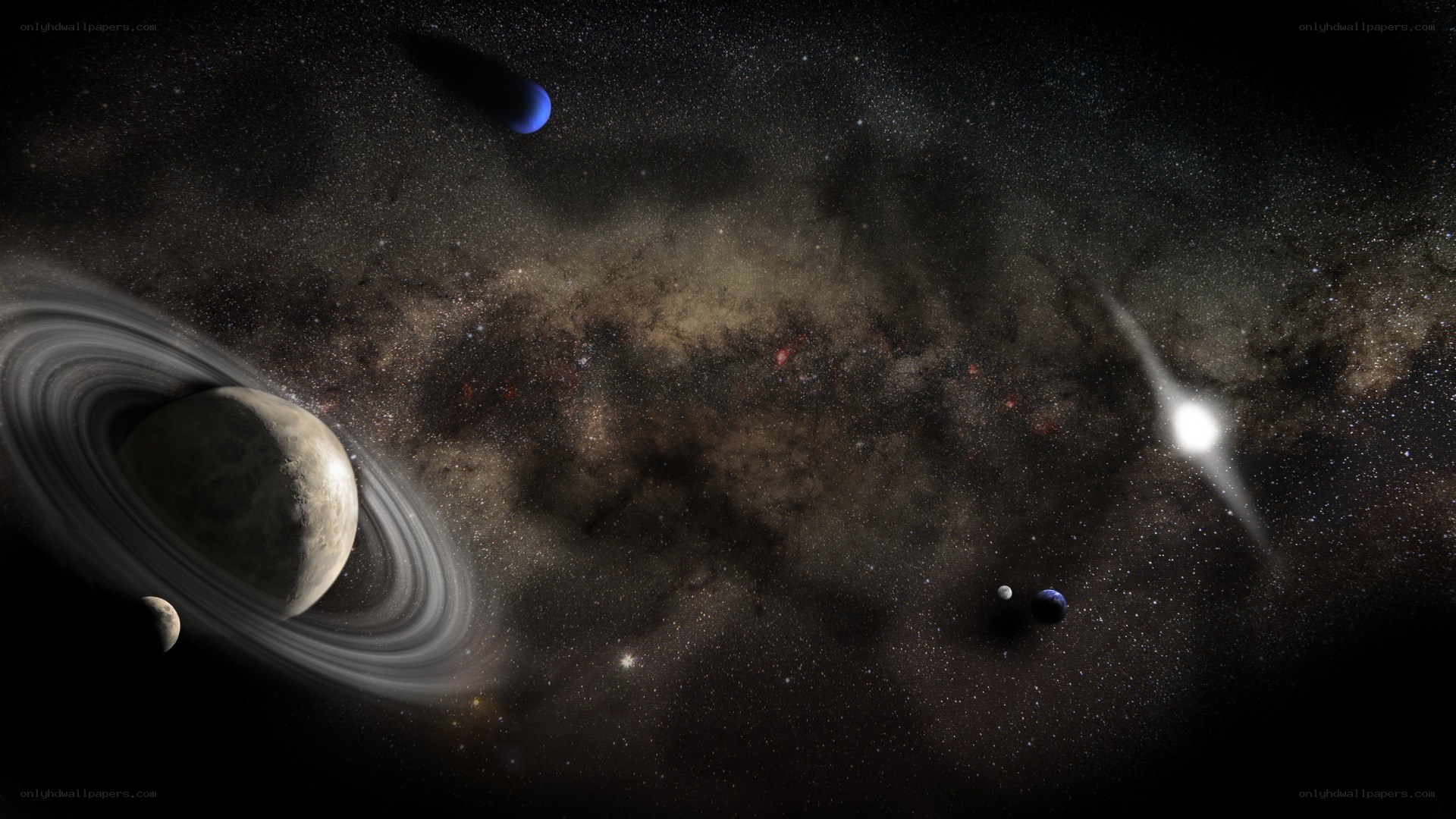 space with planets and stars