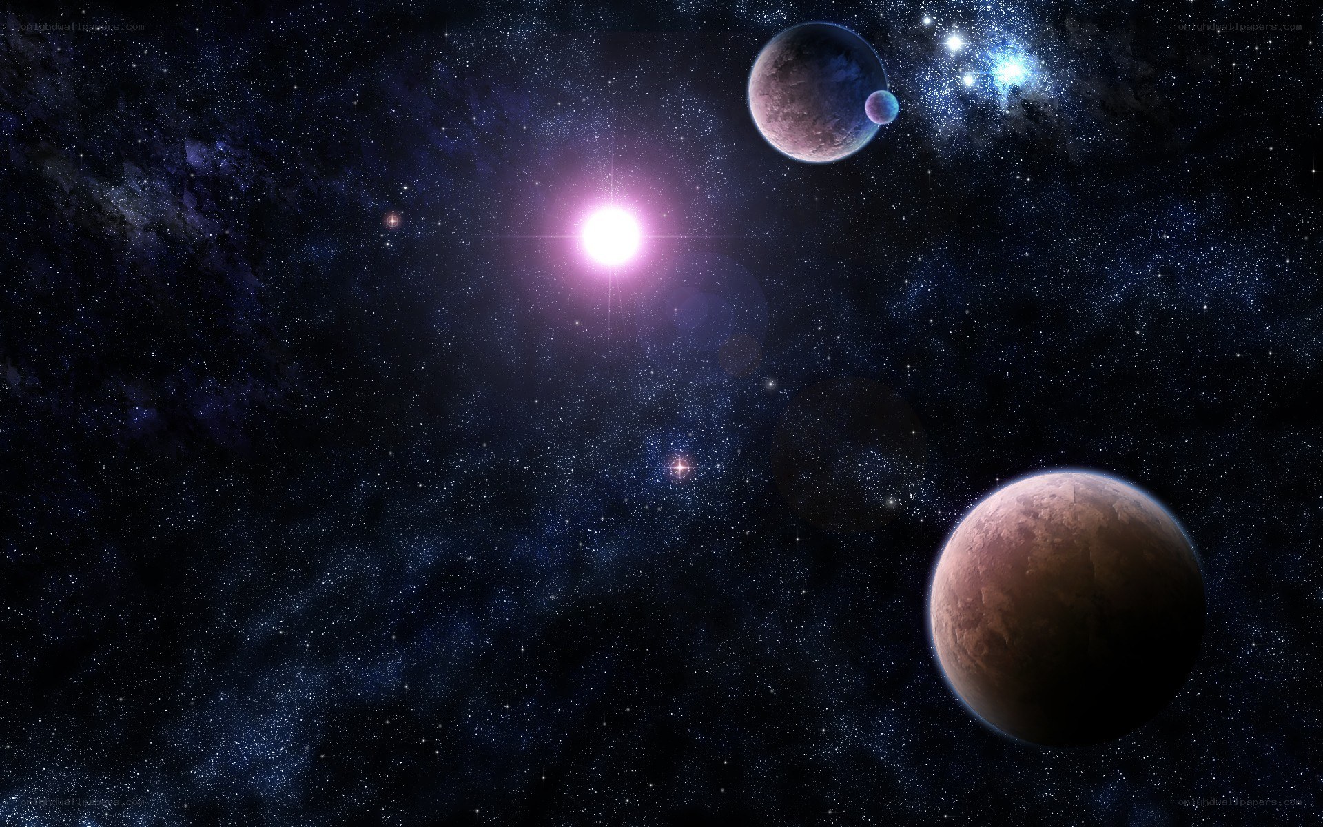 space with planets and stars