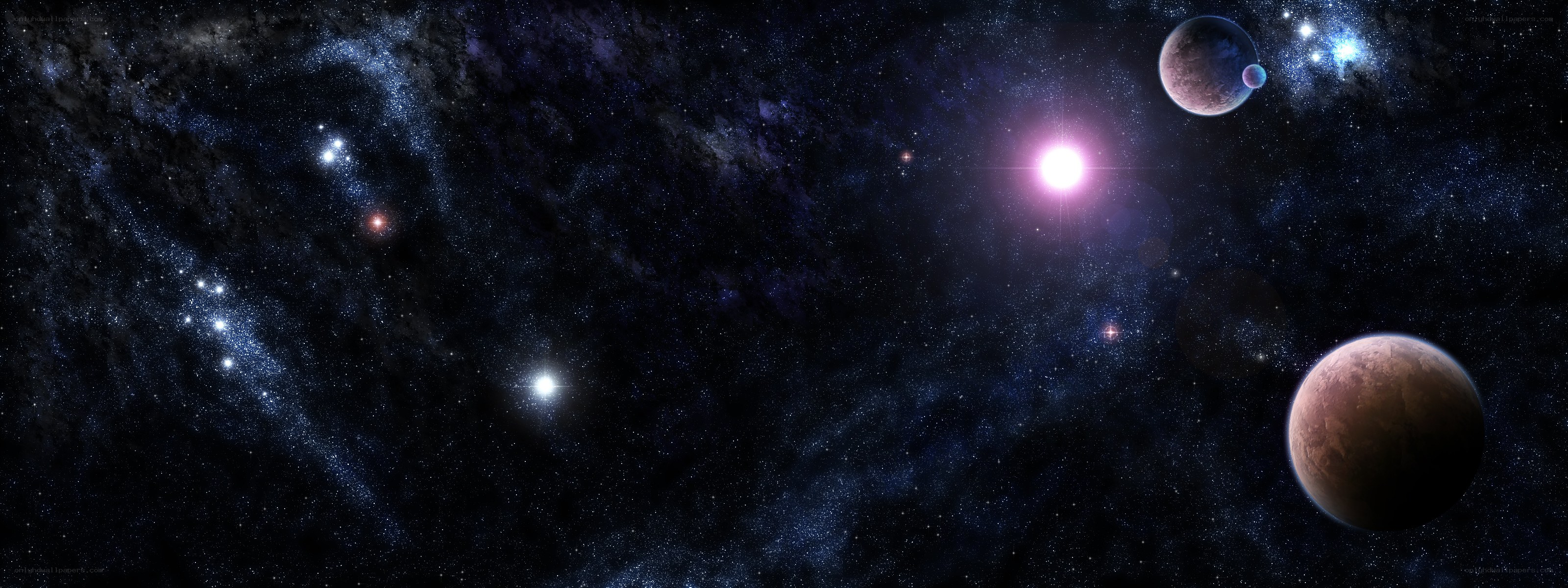 space with planets and stars