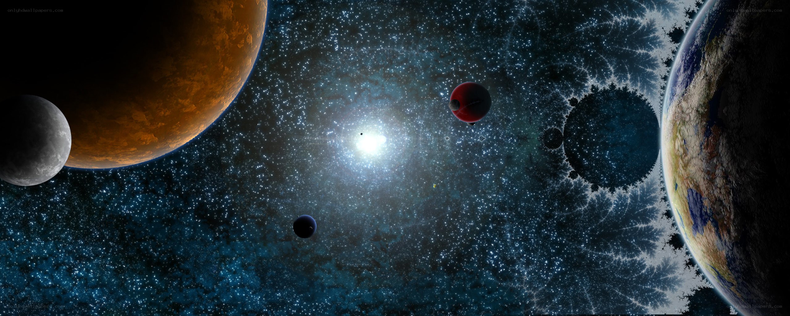 space with planets and stars