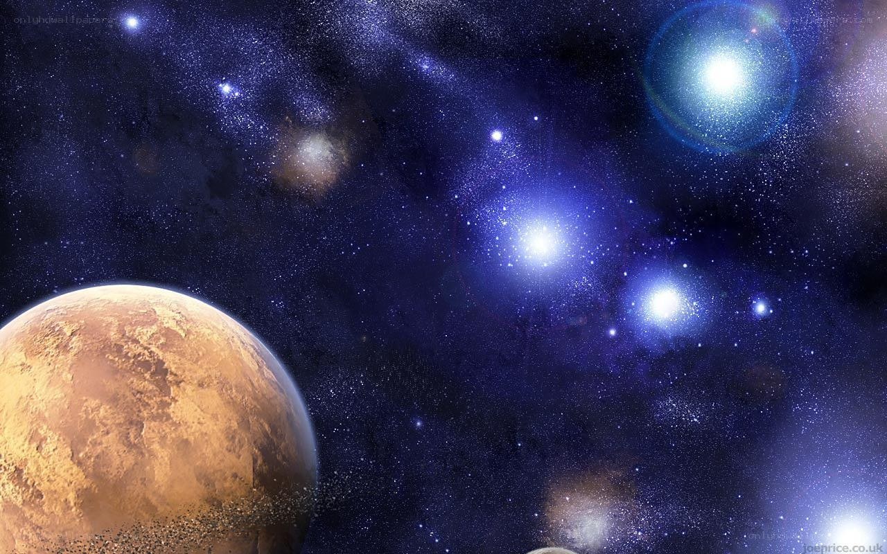 space with planets and stars