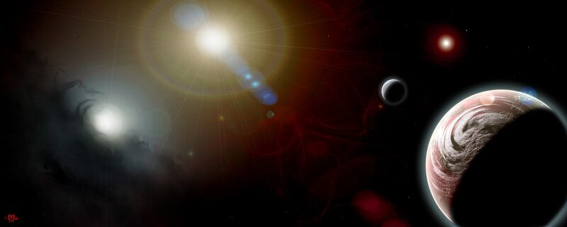 space with planets and stars