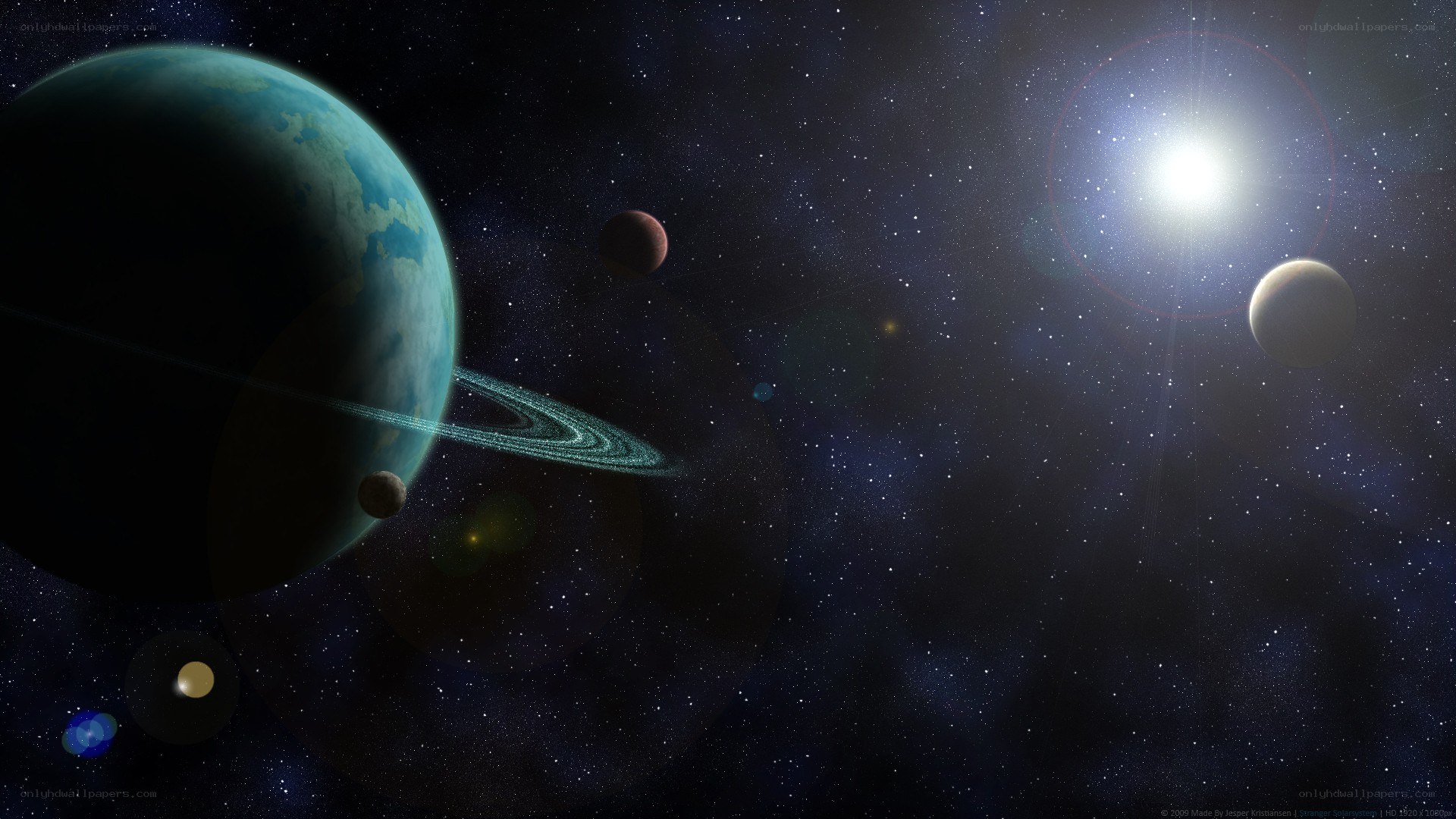 space with planets and stars