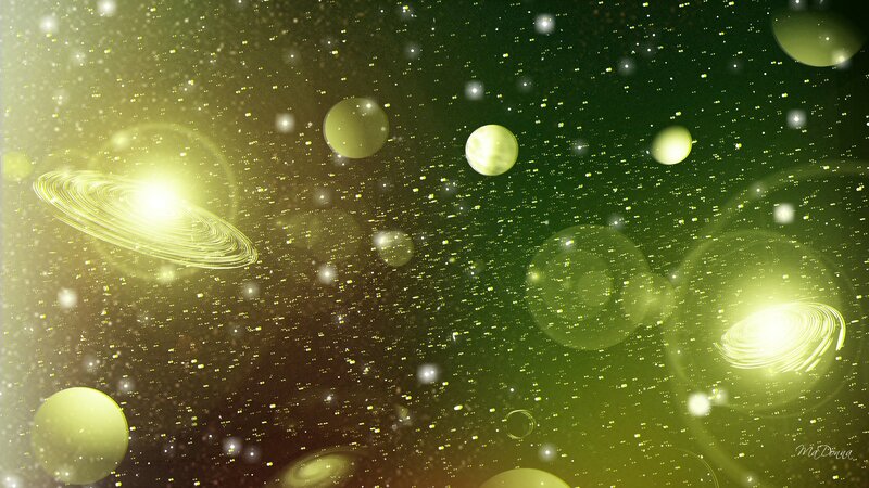 Space with Planets and Stars — Green