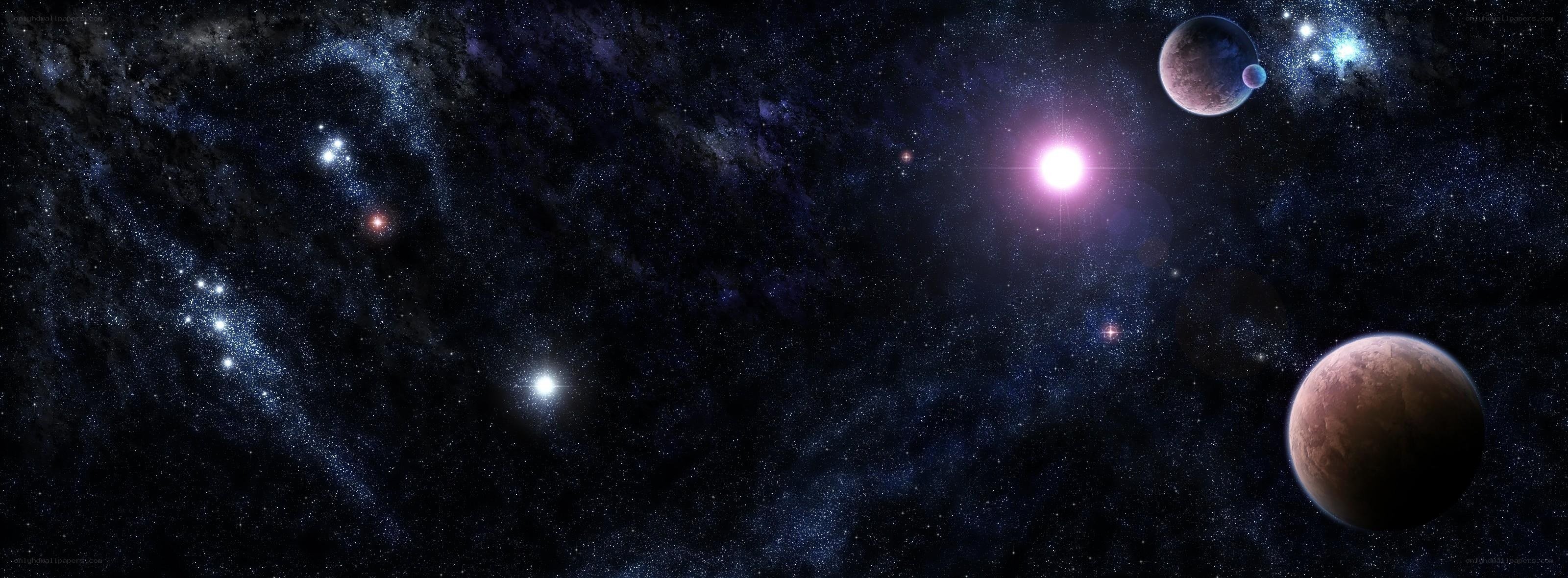 space with planets and stars
