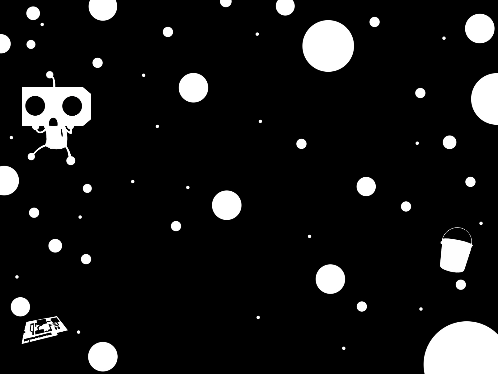 space with robots and objects