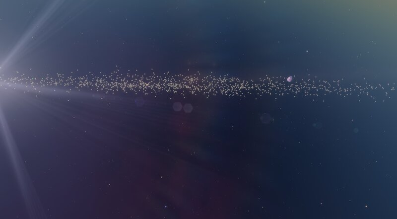 space with stars and light rays