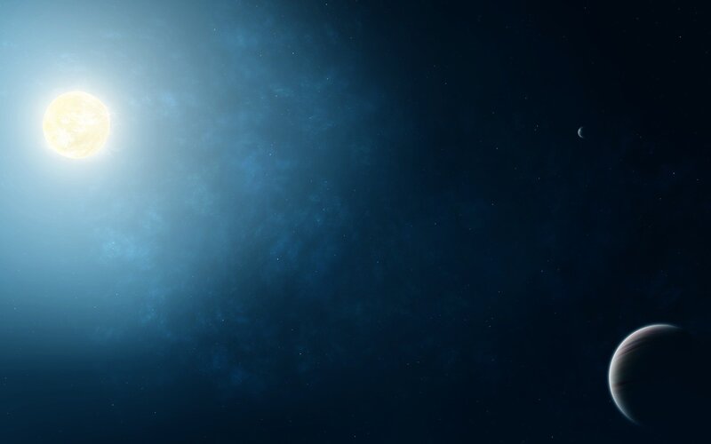 space with sun and planets