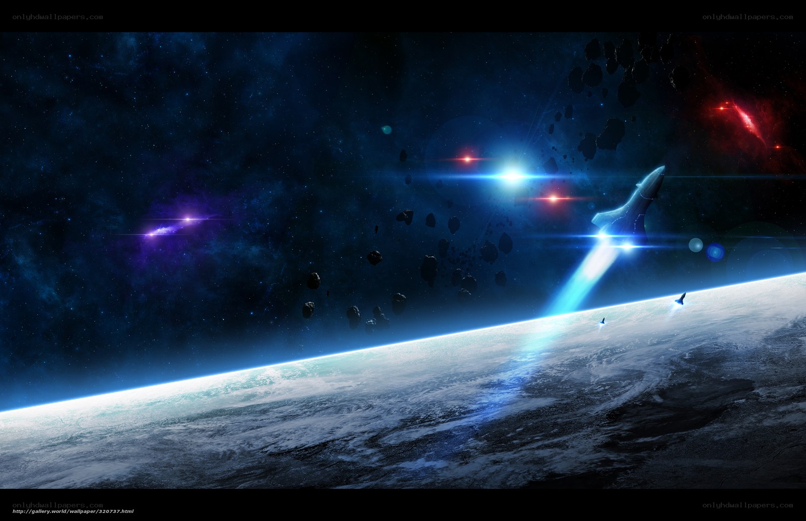 Spacecraft above a planet