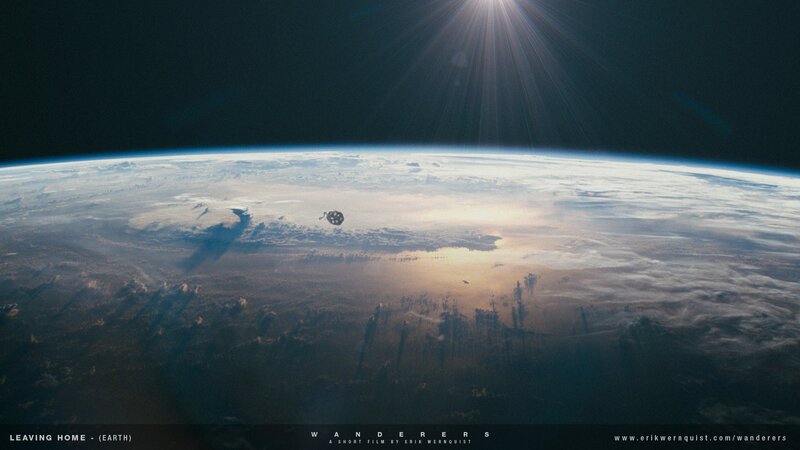 Spacecraft Above Earth — Blue, Dramatic