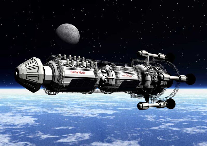 Spacecraft Above Earth — Blue